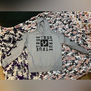 True Religion Grey Pull Over Hoodie Large Unisex